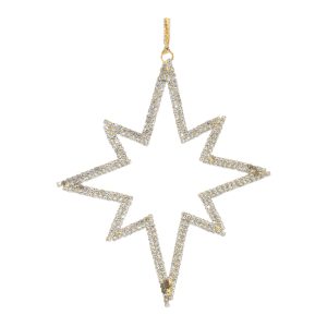 Star Outline Ornament (Set of 12) 6"H Iron/Glass Beads