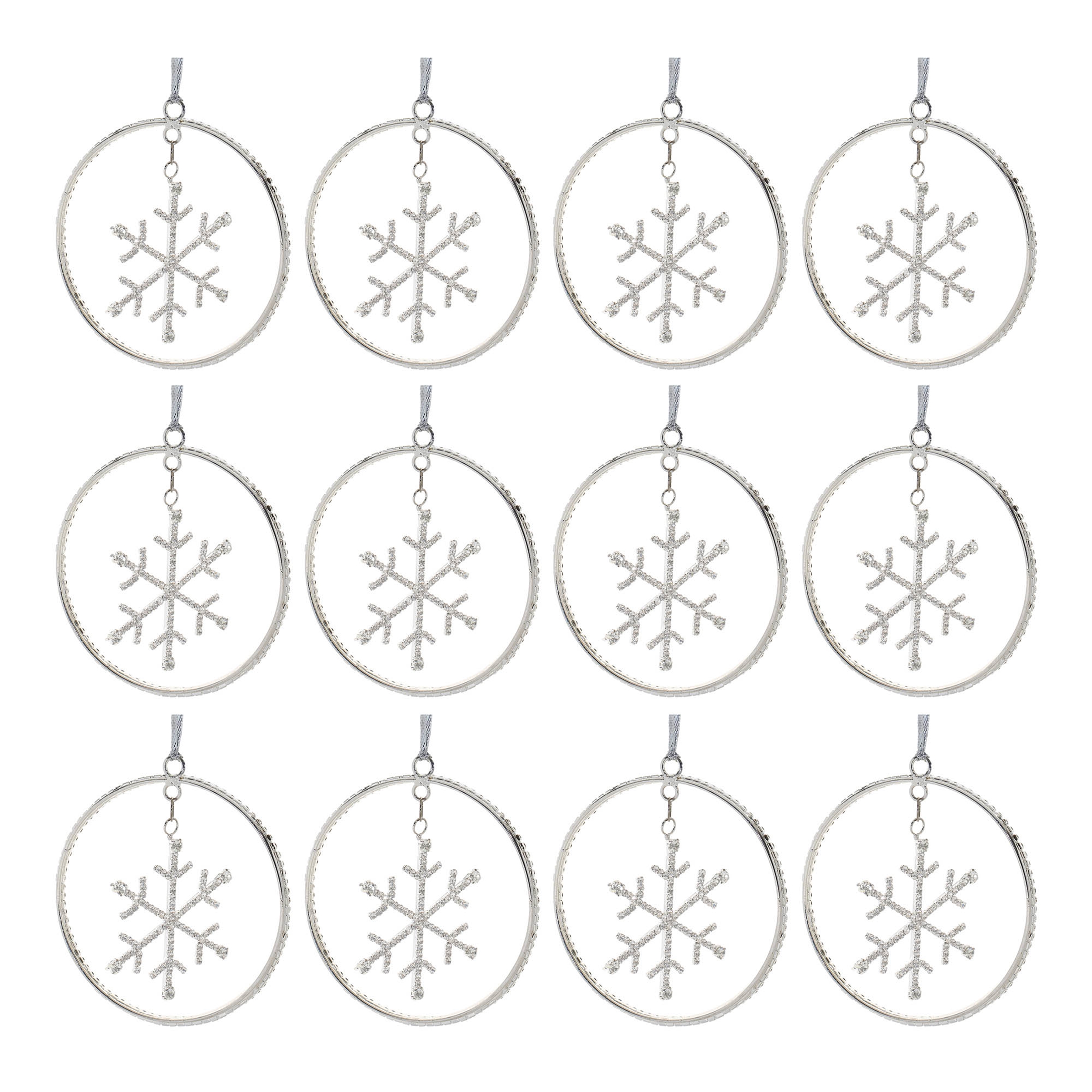 Snowflake Disc Ornament (Set of 12) 4"H Iron/Glass Beads - Image 4