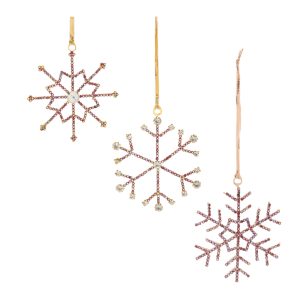 Snowflake Ornament (Set of 12) 3.5"H Iron/Glass Beads