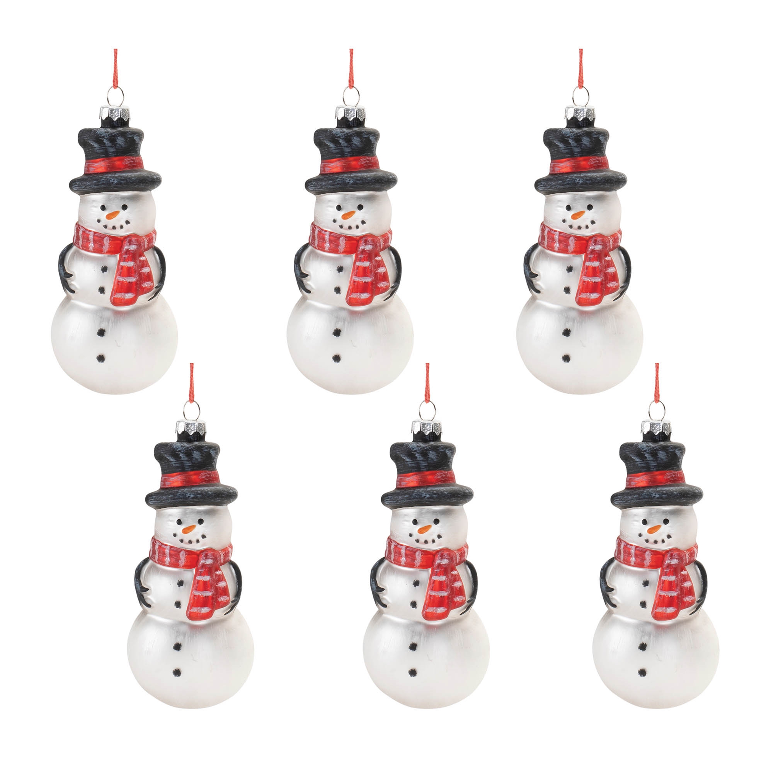 Snowman Ornament (Set of 6) 5"H Glass - Image 3