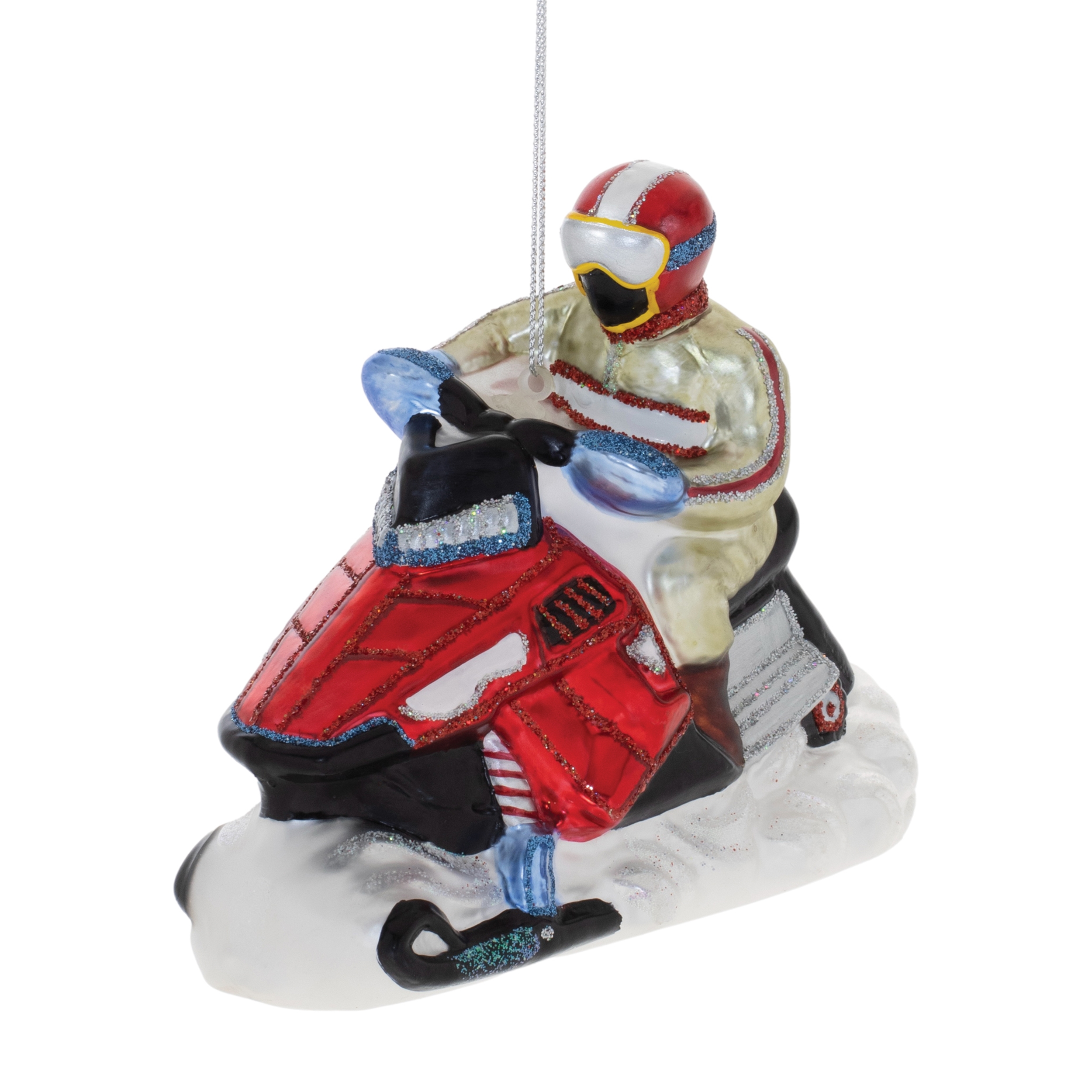 Snowmobile Ornament (Set of 6) 4.75"H Glass