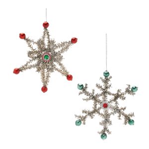 Tinsel Snowflake Ornament (Set of 12) 5.5"H Plastic/Tinsel