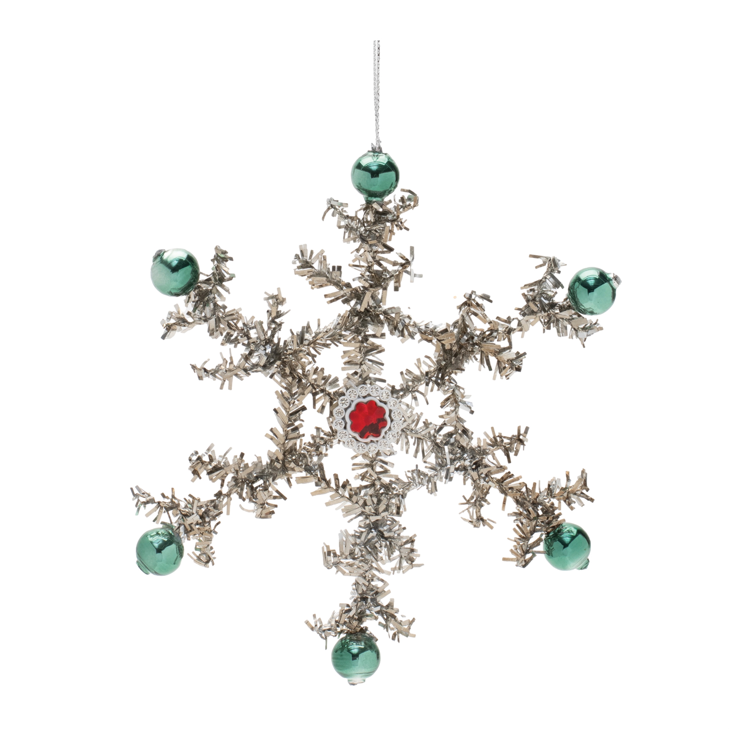 Tinsel Snowflake Ornament (Set of 12) 5.5"H Plastic/Tinsel - Image 4