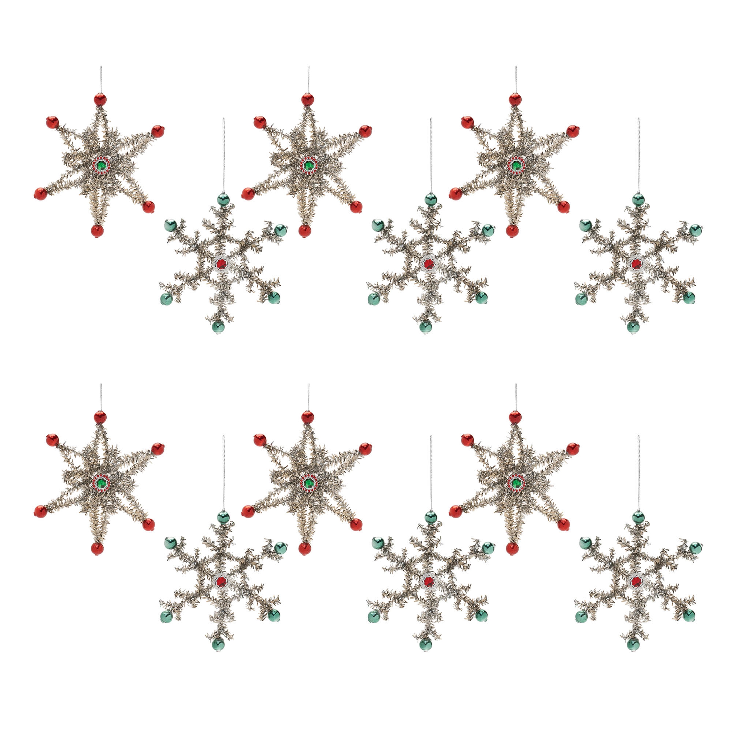 Tinsel Snowflake Ornament (Set of 12) 5.5"H Plastic/Tinsel - Image 5