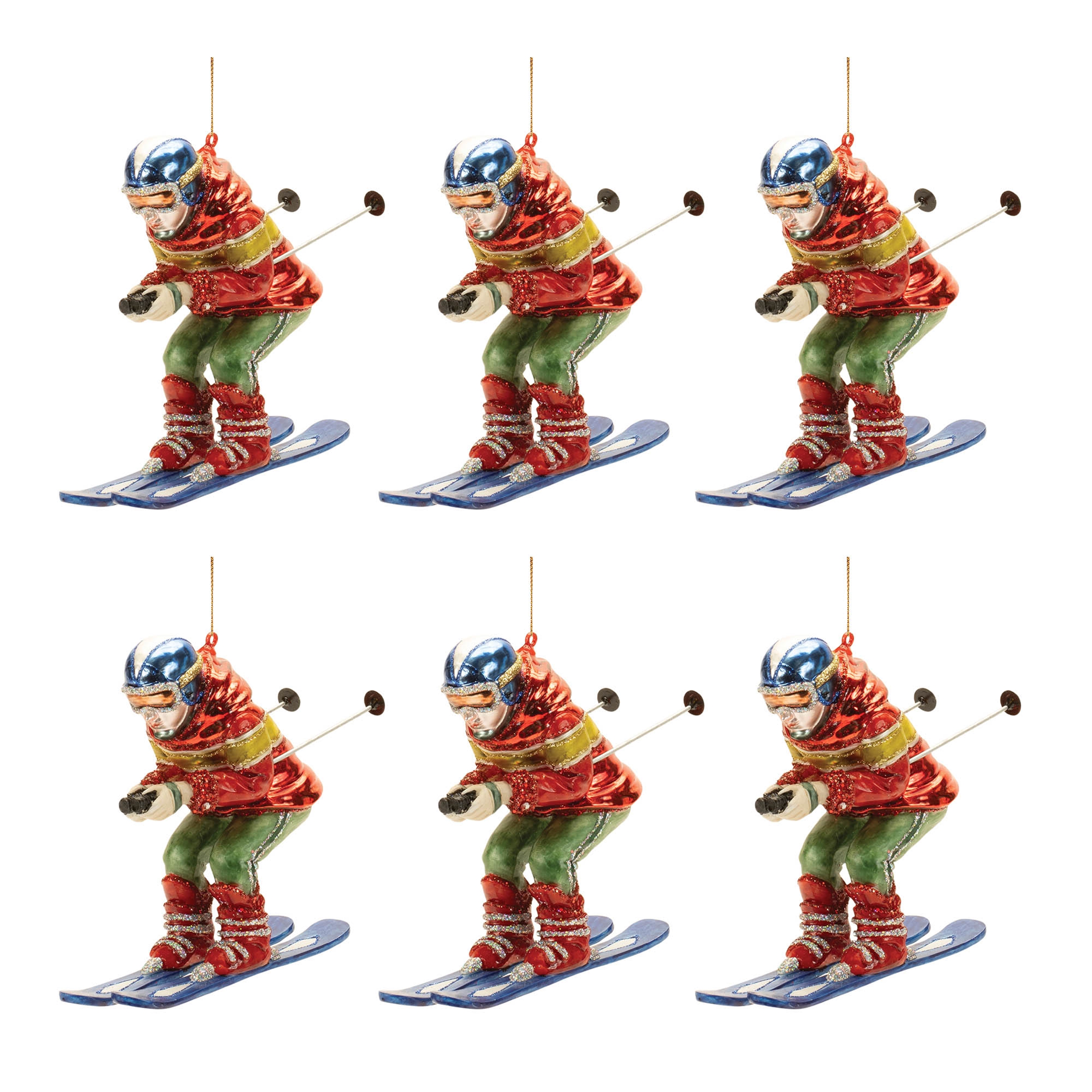 Skier Ornament (Set of 6) 5"H Glass - Image 3