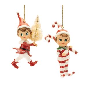 Elf Ornament (Set of 12) 4"H Resin
