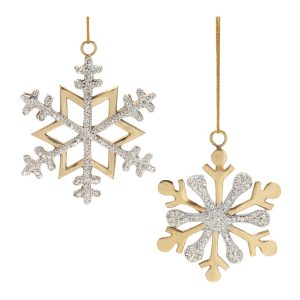Snowflake Ornament (Set of 2) 5"H, 5.5"H Aluminum