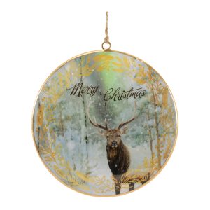 Deer Disc Ornament (Set of 6) 6"H Iron