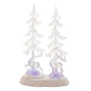 LED Tree and Deer 15"H Plastic 3 AA Batteries Not Included/USB Cord Included 6 Hr Timer