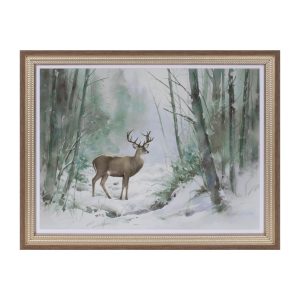 Framed Woodland Deer Print 16"L