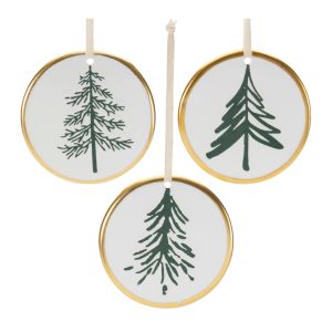 Tree Disc Ornament (Set of 12) 3.5"H Ceramic