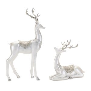 Deer (Set of 2) 9.5"L x 8.5"H, 9"L x 17.5"H Resin