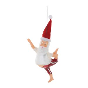 Santa Yoga Ornament (Set of 6) 7.75"H Glass/Resin