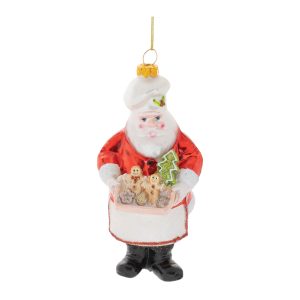 Santa Baker Ornament (Set of 6) 6"H Glass