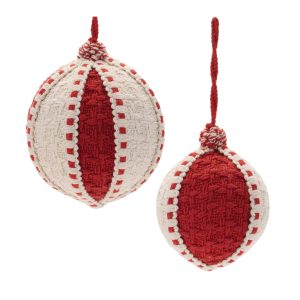 Ball Ornament (Set of 4) 4"D, 5"D Plastic/Cotton