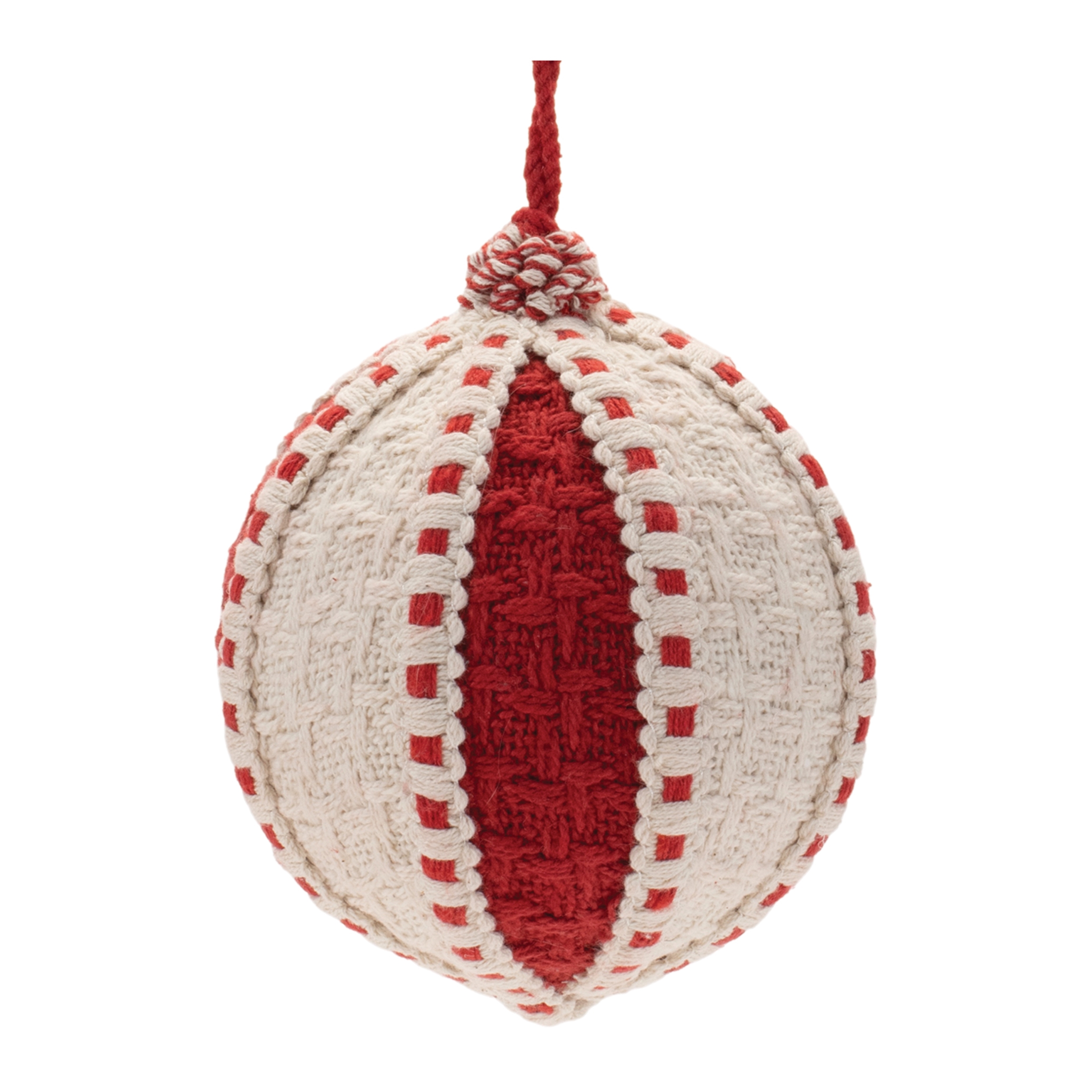 Ball Ornament (Set of 4) 4"D, 5"D Plastic/Cotton - Image 3