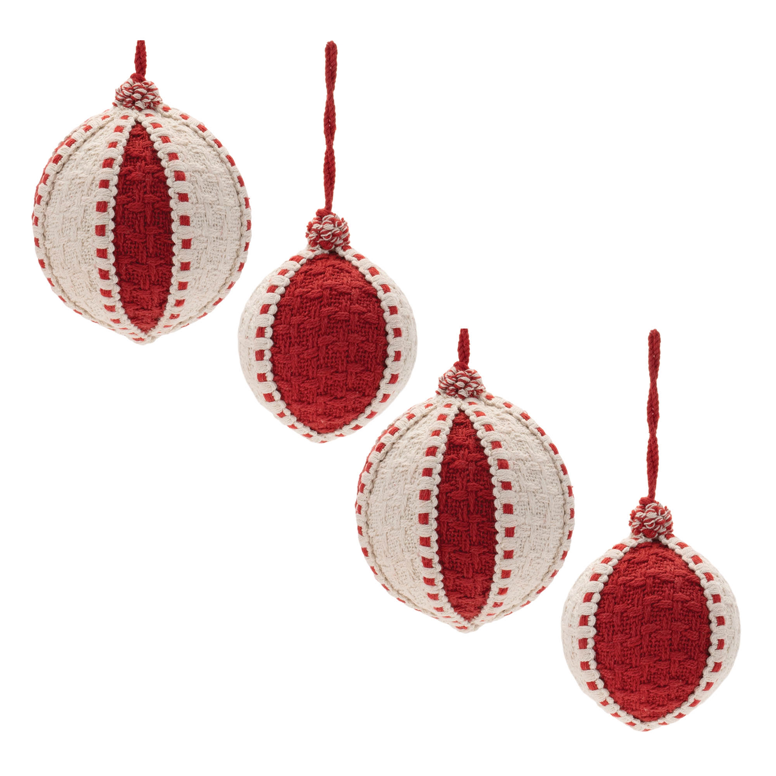 Ball Ornament (Set of 4) 4"D, 5"D Plastic/Cotton - Image 5
