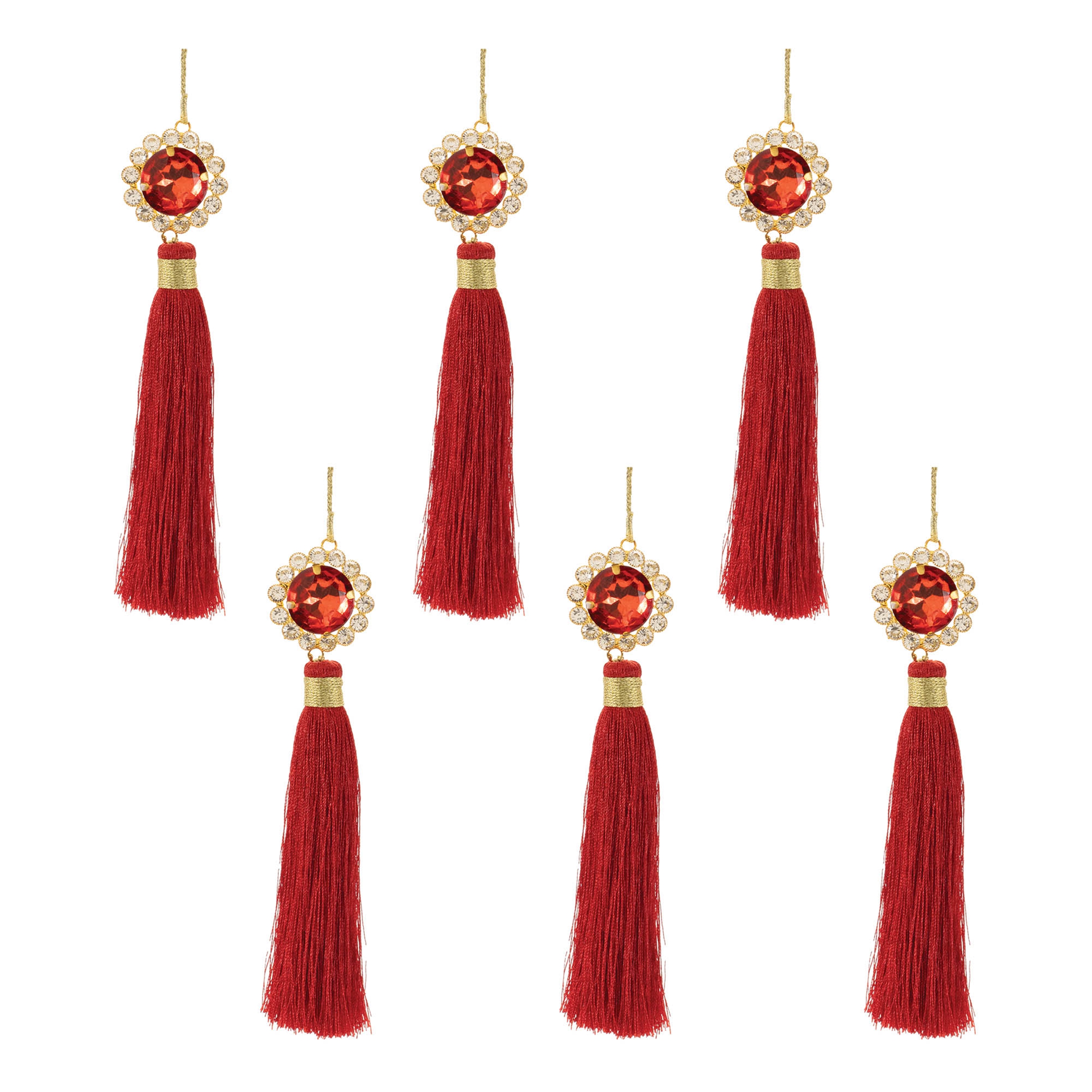 Tassel (Set of 6) 7.5"H Polyester/Glass Bead/Iron - Image 4
