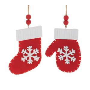 Mitten and Stocking Ornament (Set of 12) 4"H Plastic