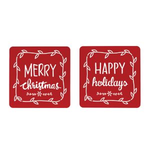 Happy Holidays/Merry Christmas Plaque (Set of 2) 16"SQ Sheet Iron