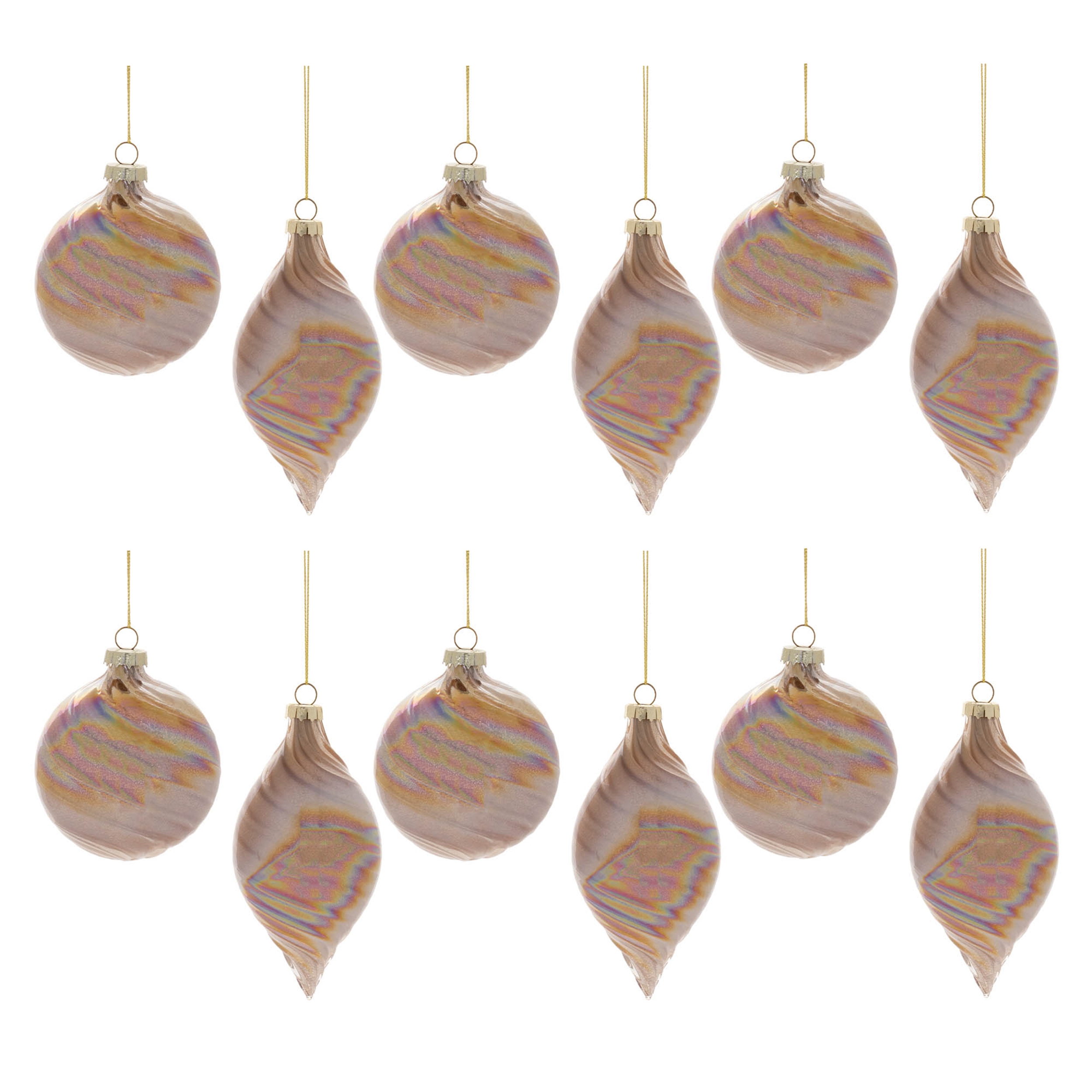 Ornament (Set of 12) 3"D, 5"H Glass - Image 6