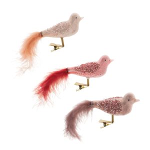 Bird Ornament (Set of 12) 6"L x 2"H Glass