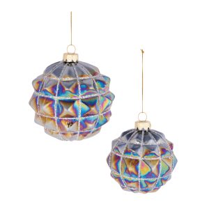 Ball Ornament (Set of 6) 3"D, 4"D Glass