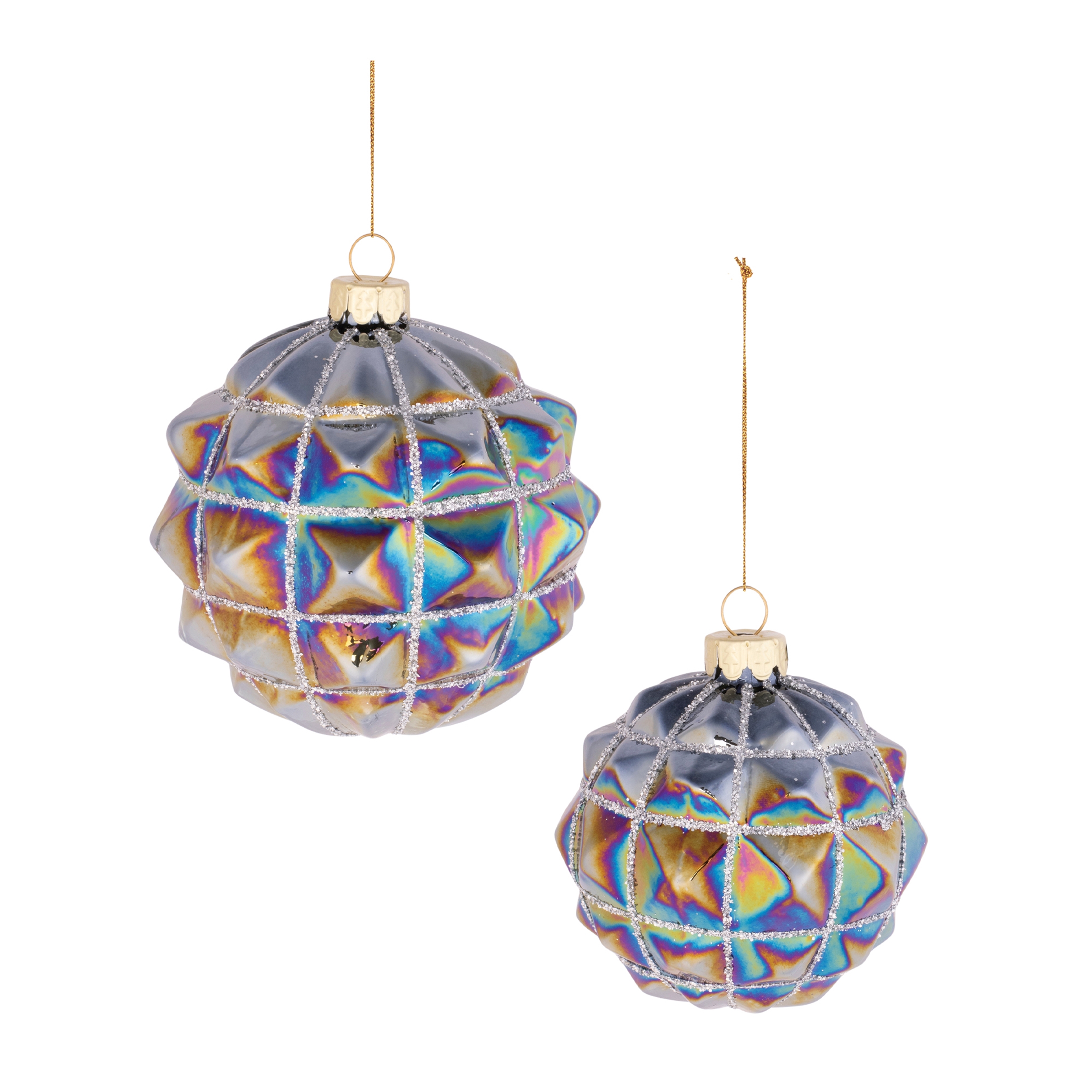Ball Ornament (Set of 6) 3"D, 4"D Glass