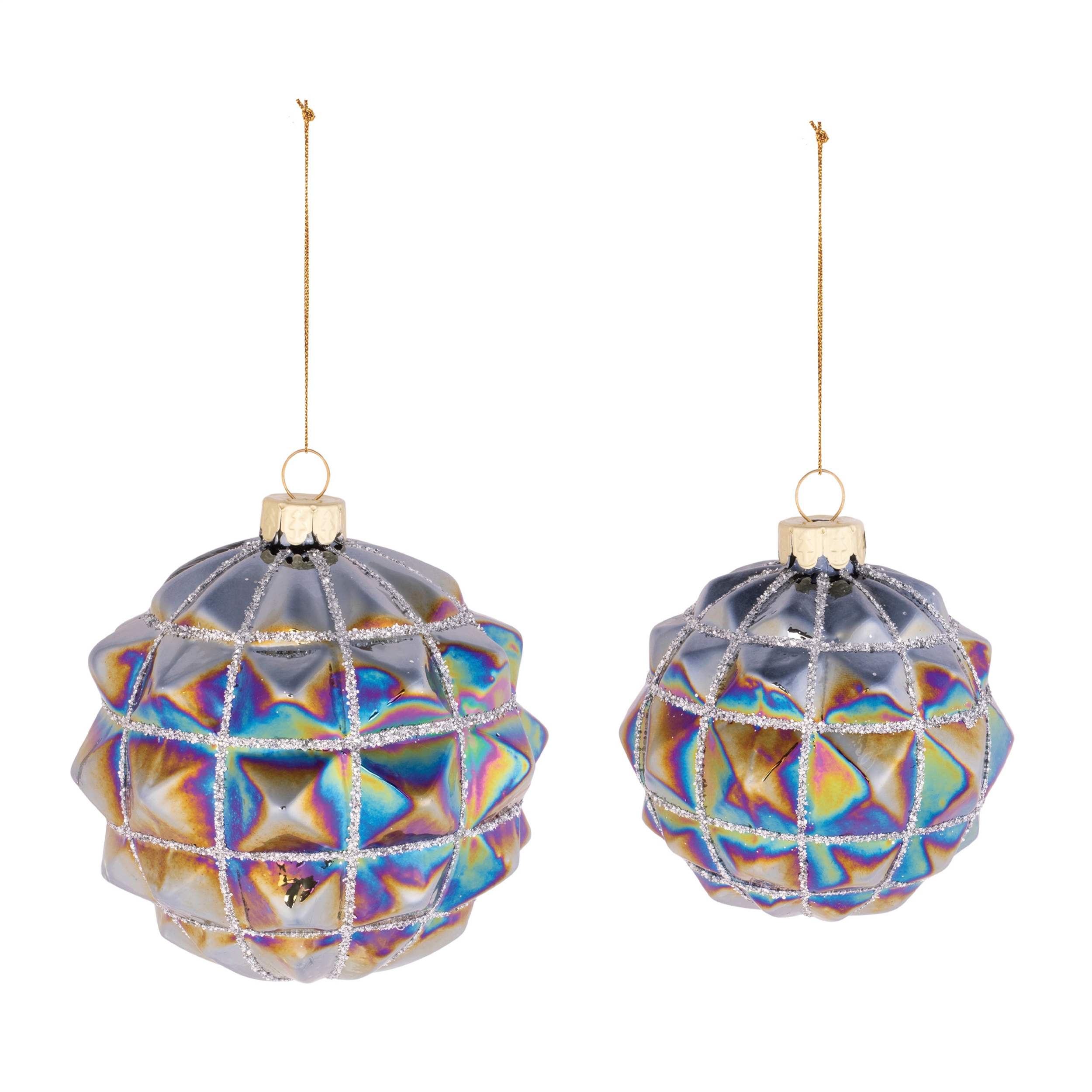 Ball Ornament (Set of 6) 3"D, 4"D Glass - Image 2