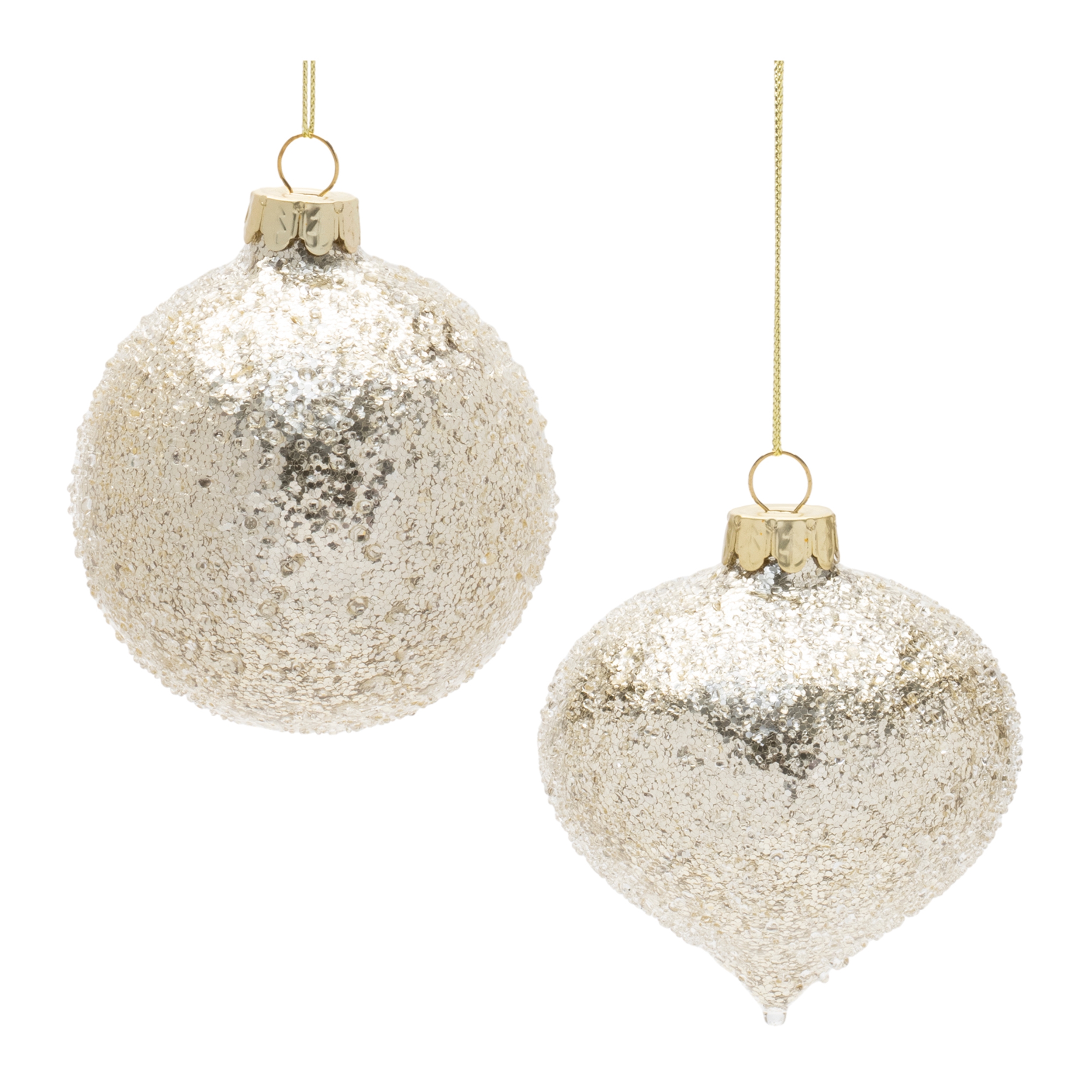 Ball Ornament (Set of 12) 3"D, 3.5"H Glass