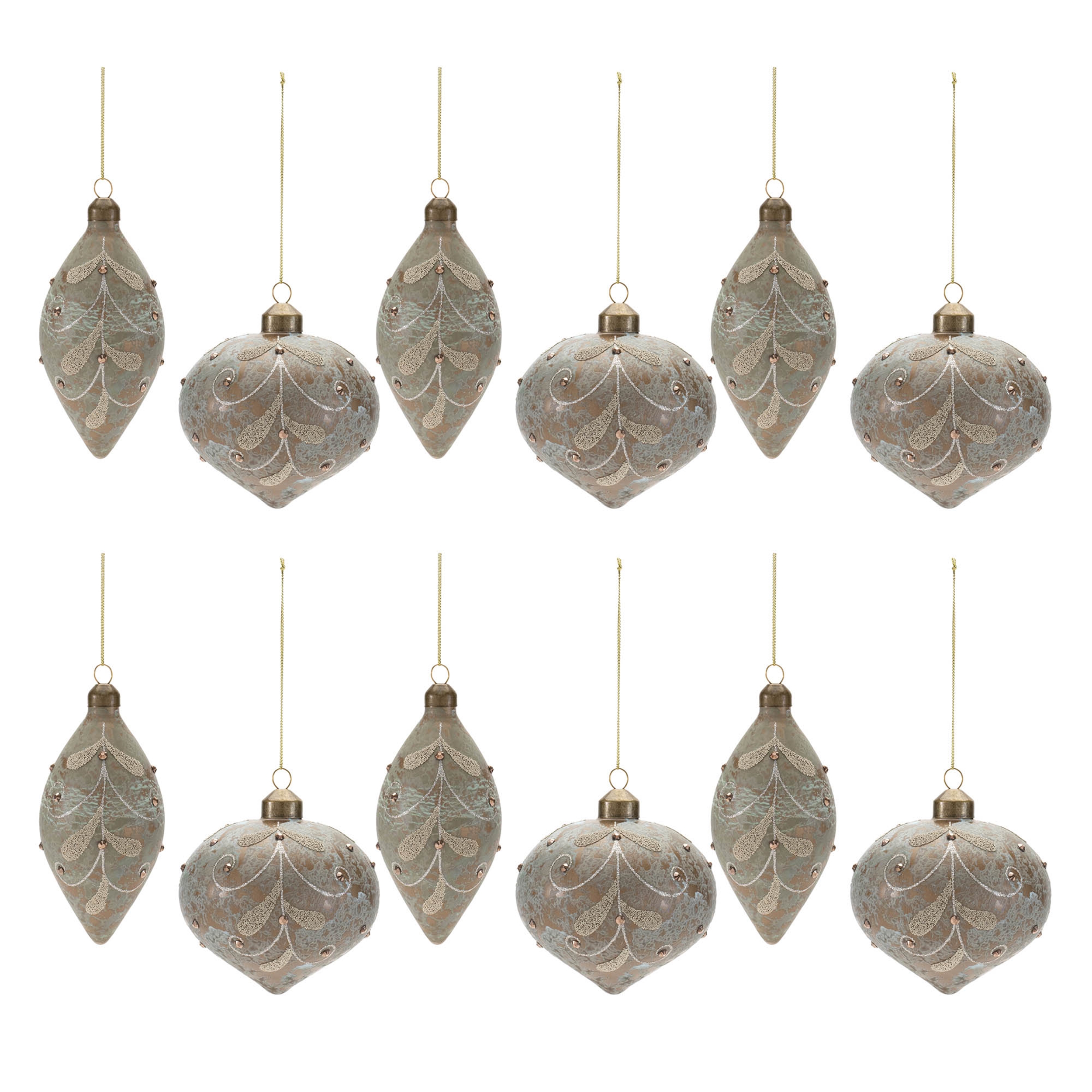 Ornament (Set of 12) 4"H, 5"H Glass - Image 5