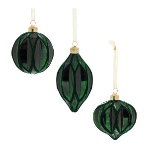 Ornament (Set of 12) 3"D, 3.5"H, 5"H Glass