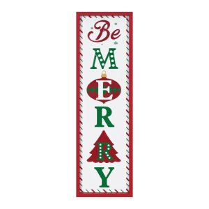 Be Merry Sign 9"L x 30"H Iron/MDF