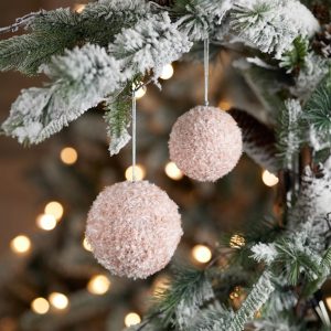 Ball Ornament (Set of 4) 3"D, 4"D Plastic/Polyester