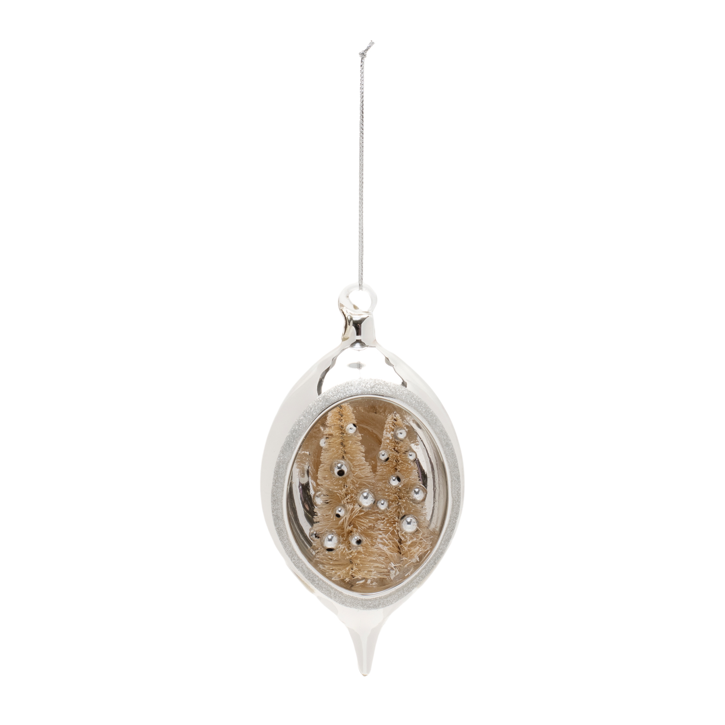 Open Ornament w/Trees (Set of 12) 6"H Glass - Image 2