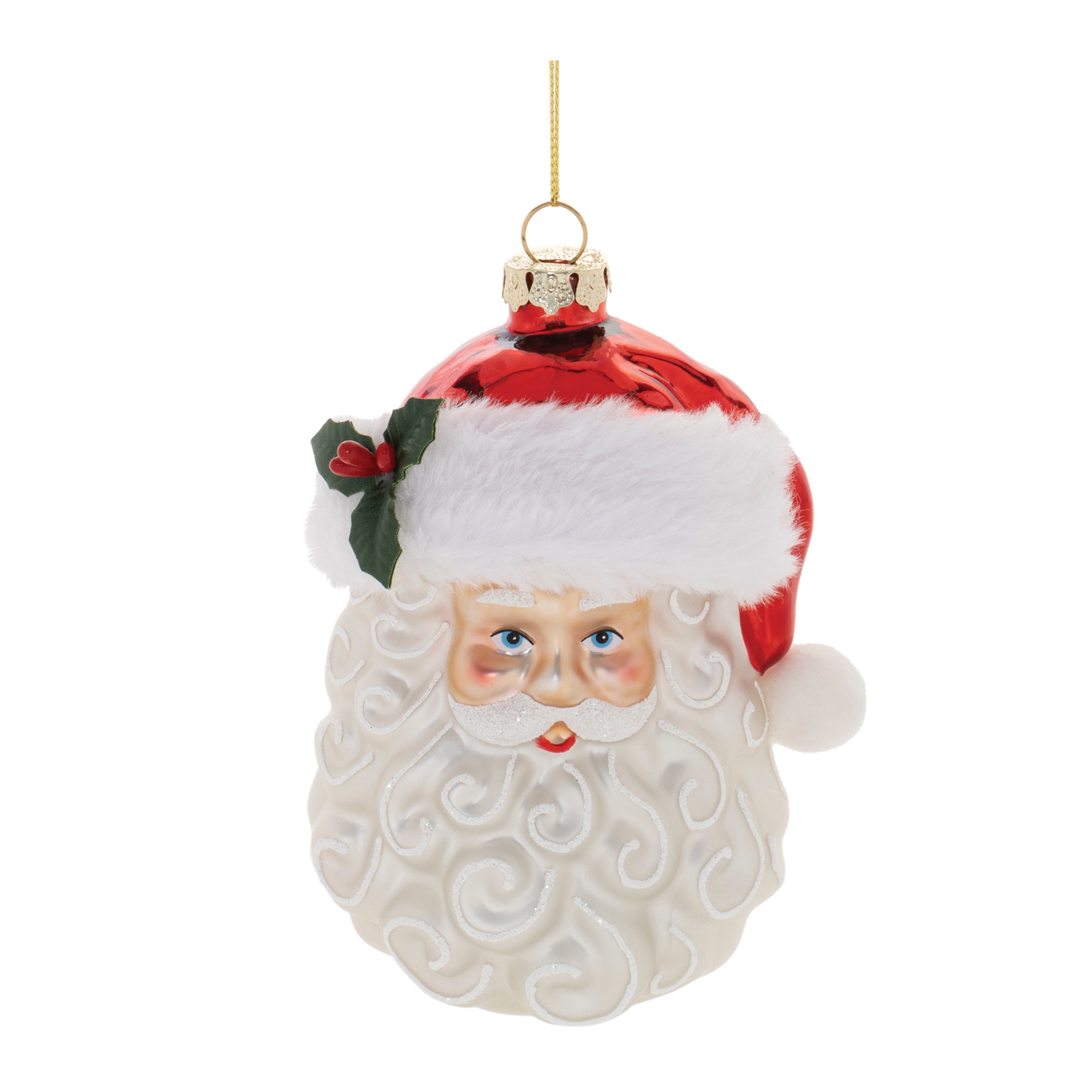 Santa Face Ornament (Set of 12) 5.25"H Glass