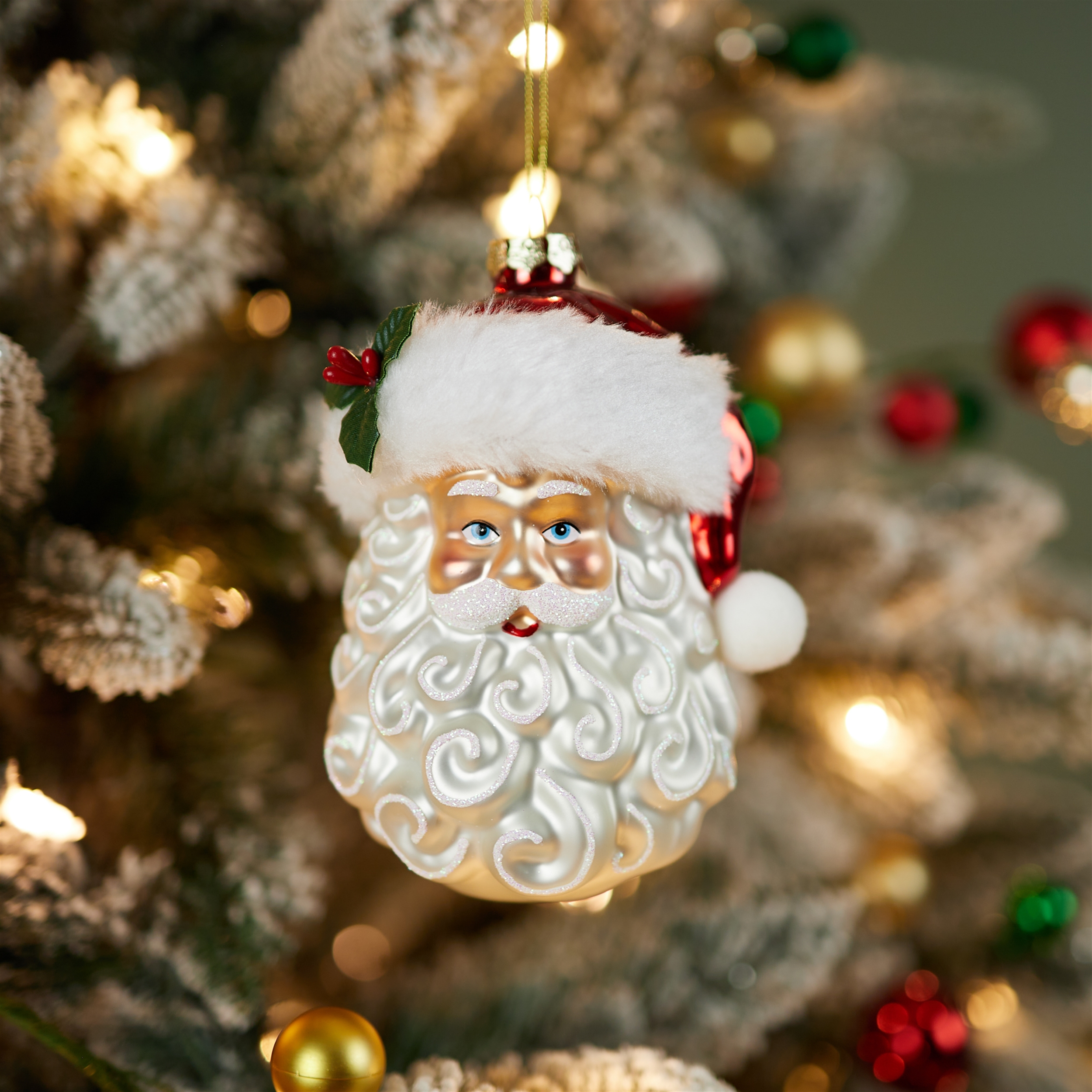 Santa Face Ornament (Set of 12) 5.25"H Glass - Image 2