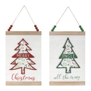 Christmas Banner (Set of 2) 10.5"L x 16"H Wood/MDF