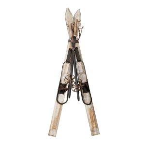 Pair of Skis w/Poles 36"H Wood/Metal