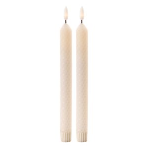 FIA Wick Taper Candle (Set of 2) CREAM 9.5"H Wax/Plastic 2 AAA Batteries Not Included