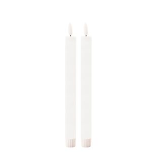 FIA Wick Taper Candle (Set of 2) WHITE 9.5"H Wax/Plastic 2 AAA Batteries Not Included