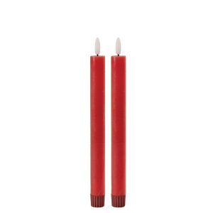 FIA Wick Taper Candle (Set of 2) RED 9.5"H Wax 2 AAA Batteries Not Included