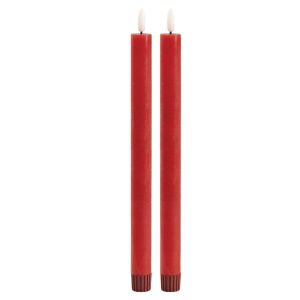 FIA Wick Taper Candle (Set of 2) RED 11"H Wax/Plastic 2 AAA Batteries Not Included