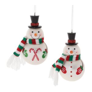 Snowman Ornament (Set of 6) 4.5"H Glass/Fabric