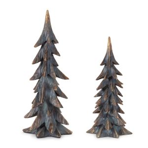 Tree (Set of 2) 13"H, 17"H Resin