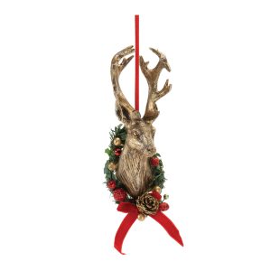 Deer Mount Ornament (Set of 6) 6"H Resin