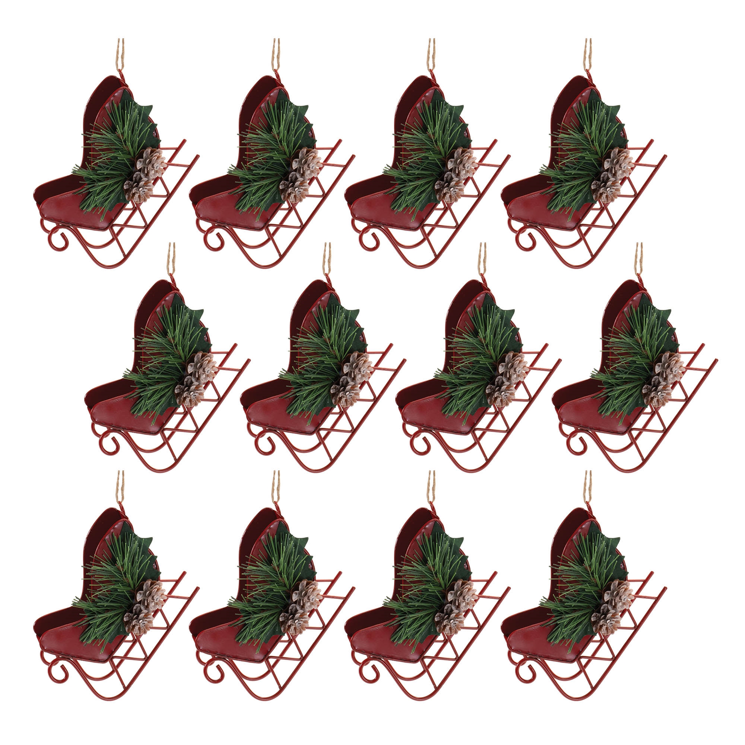 Sleigh Ornament (Set of 12) 4"H Iron - Image 3