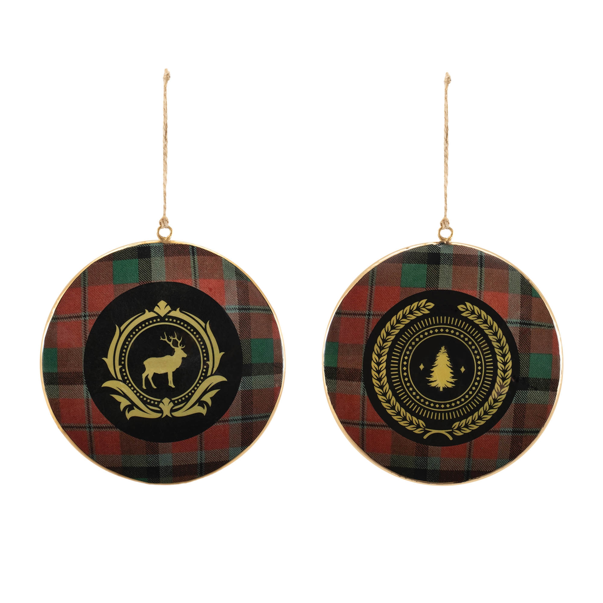 Plaid Disc Ornament (Set of 6) 6"H Iron - Image 2