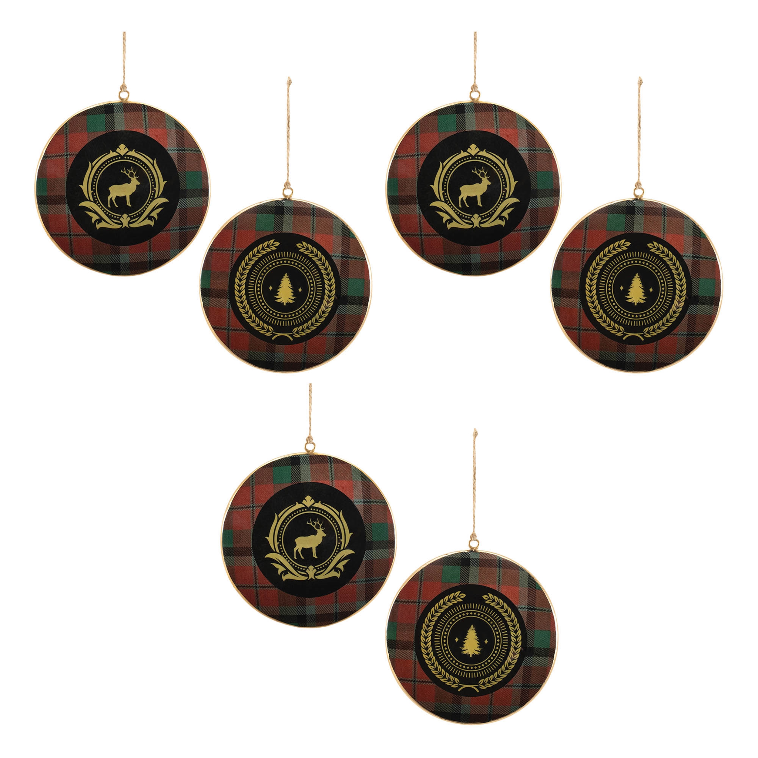 Plaid Disc Ornament (Set of 6) 6"H Iron - Image 7