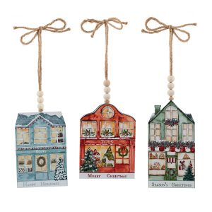 Shop Ornament (Set of 3) 5.5"H 5.75"H 7"H Iron/Jute